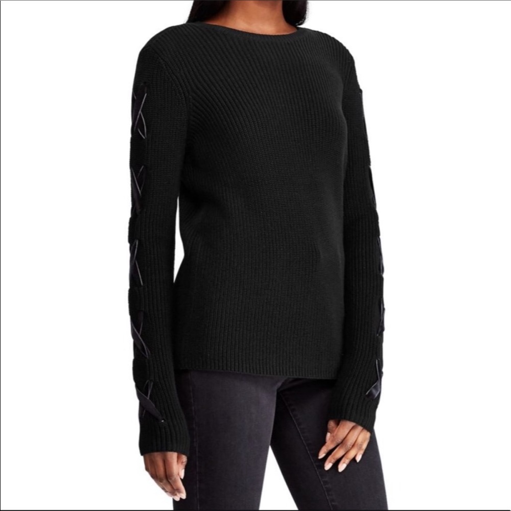 Lace Up Ralph Lauren Boat Neck Goth Sweater